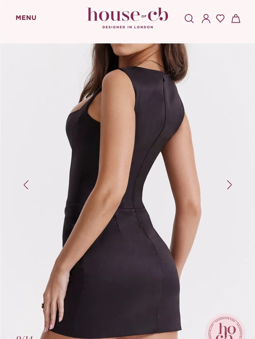 House of CB Black Square-Neck Bodycon Mini Dress size small - Picture 2 of 10
